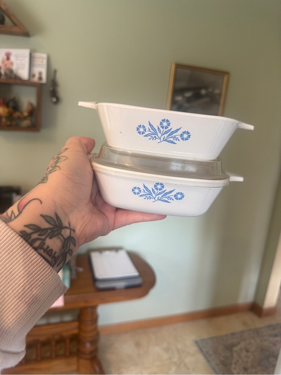 Corningware Other - Corningware White Casserole Dishes with Blue Floral Pattern, Set of 2